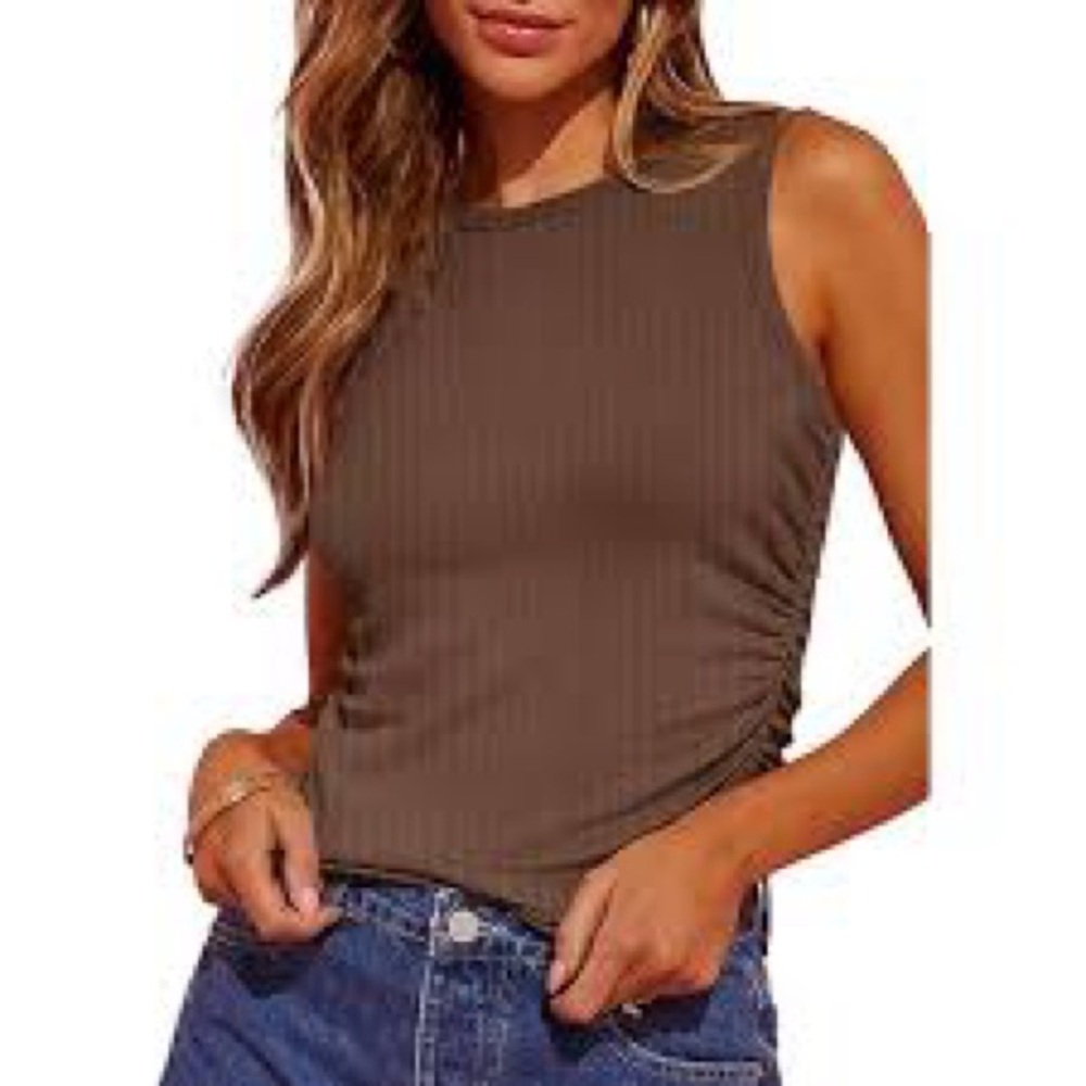 Zara Chocolate Ribbed Tank Top